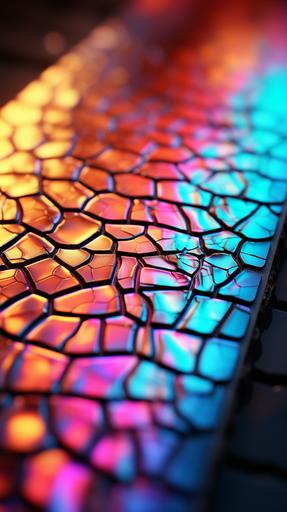 Reptile skin, wet, reflective, high detail, photorealistic, wallpaper, glowing ice --ar 9:16 --c 100 --s 750