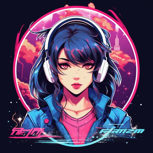 Retro Anime Vibes logo: Create an cybersecurity logo with a nostalgic '80s or '90s aesthetic, complete with vibrant colors and pixel art elements