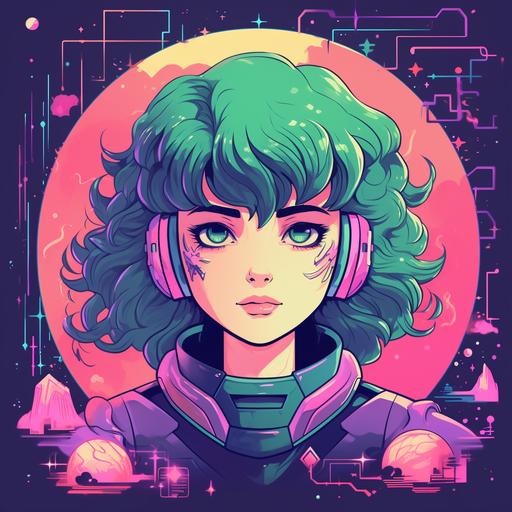 Retro Anime Vibes logo: Create an cybersecurity logo with a nostalgic '80s or '90s aesthetic, complete with vibrant colors and pixel art elements