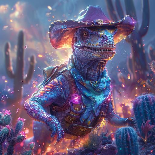 Retro-Futuristic Dinosaur Rodeo, Too Many Wizards on Hoverboards, Lava Surfing Tyrannosaurs, Neon Cowboy Hats with Spell Runes, Confetti Cannons Shooting Starbursts, Outer Space Rodeo Arena, Asteroid Belt Buckles, Psychedelic Cacti Erupting Glitter --v 6.0 --s 750 --style raw