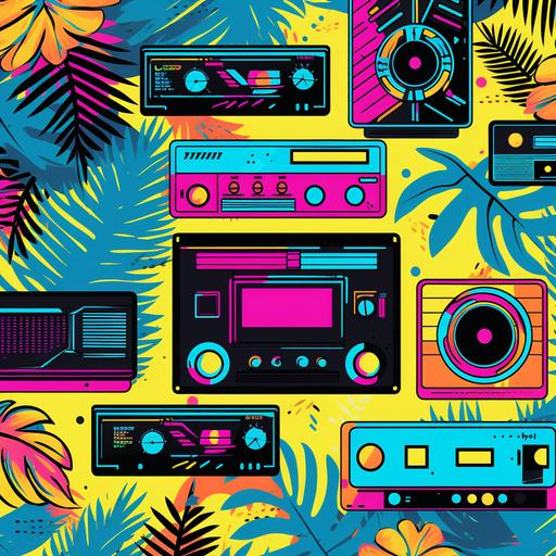 Retro Vibes: Take inspiration from retro aesthetics and create a pattern reminiscent of the 80s or 90s. Think bold colors, geometric shapes, and playful motifs like cassette tapes, arcade games, or neon signs.