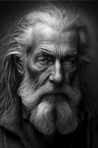 old man red tobagan sadness sorrow weary staring into camera portrait uncropped grey hair  photo realism   HD render  black and white  leica 28mm lens dramatic light   cinematic look   octane render   foggy --ar 2:3 --v 4