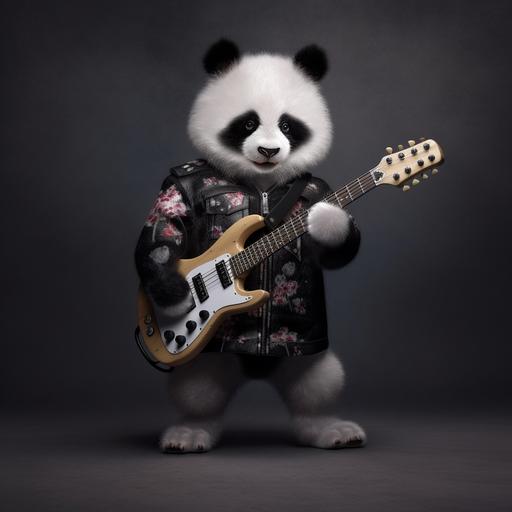 mini panda vestido de rockero