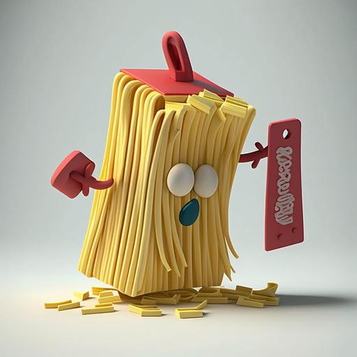 price tag suffocated cartoon pasta character