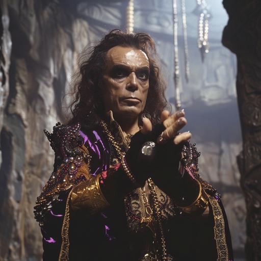 Ronnie James Dio playing DIO in the BBC adaptation of Jojo's Bizarre Adventure by Ghost Light, television live action miniseries still --v 6.0