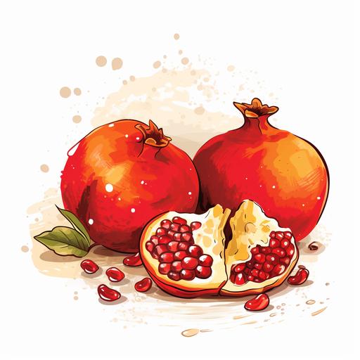 Rosh Hashanah , Jewish new year, 2D vector, minimalism, postcard, honey, apples, pomegranate, white background, scetch, hd