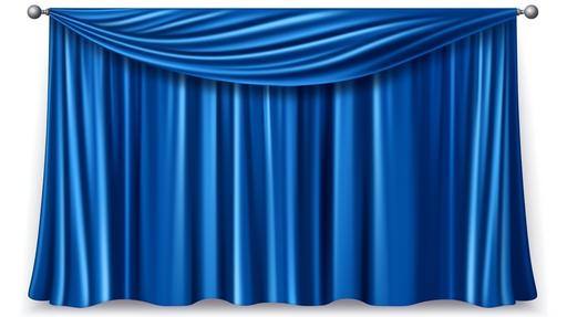 Royal Blue colored Closed Curtain in a white Background, high detailed, realistic --ar 16:9