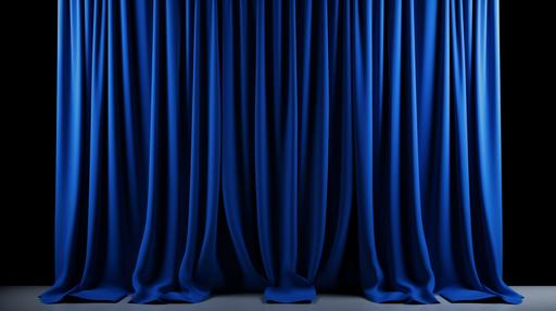 Royal blue colored straight curtain drapes. No Background. Realistic, high detailed. --ar 16:9
