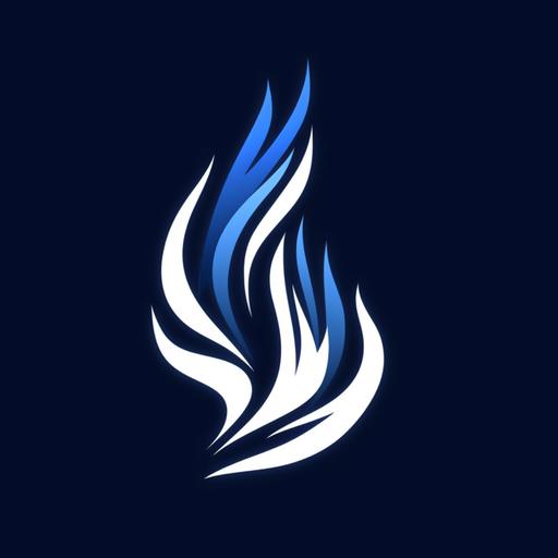 Royal blue flame logo --v 5 --s 750