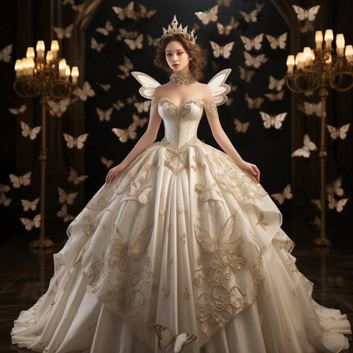 Royal luxury butterfly wedding dress ball gown V 4