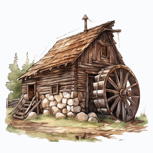 Rustic Old Barn Grinding Mill Farm Barn Clipart Rustic Grinding Mill Farming Farmer Illustration