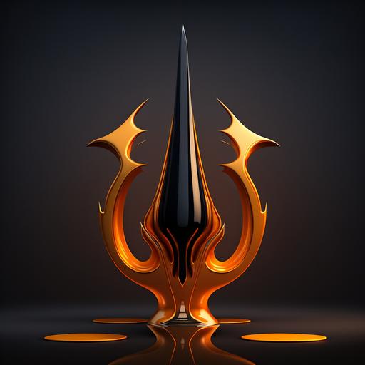 trident as a logo, realistic, minimalistic, deep orange, cinematic lighting, black