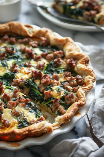 SPINACH AND SAUSAGE QUICHE --ar 2:3