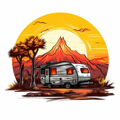 SUKKOT High Desert trailer Camping Logo on transparent background