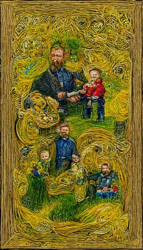 An intricate and hyper detailed Happy Fathers day card, in the style of vincent van gogh and albert bierstadt. --ar 9:16