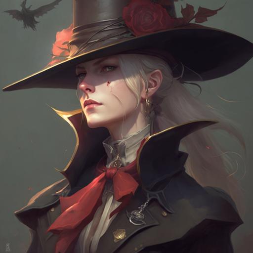 Lady Maria in Bloodborne art by WLOP, cgsociety, space art, ilya kuvshinov, detailed painting, anime and realistic style, rendering with unreal engine, 32k, video game FromSoft, full body rendering, female anime character, Tatsumaki tornado one punch man, Asuka Langley, Fubuki one punch man look, Elden Ring art style