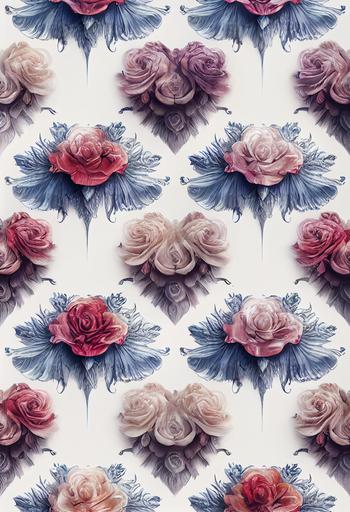 Seamless pattern , barocco tattoos like hearts , Angels, wings , roses , extremely detailed , octane render --test --ar 9:16 --upbeta