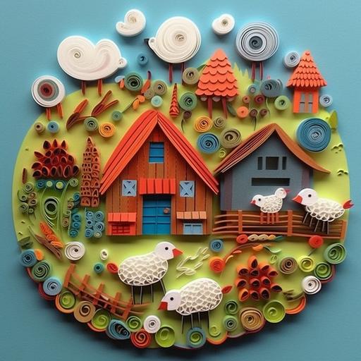 looks like paper quilling but it is really clay, silly farm doodle