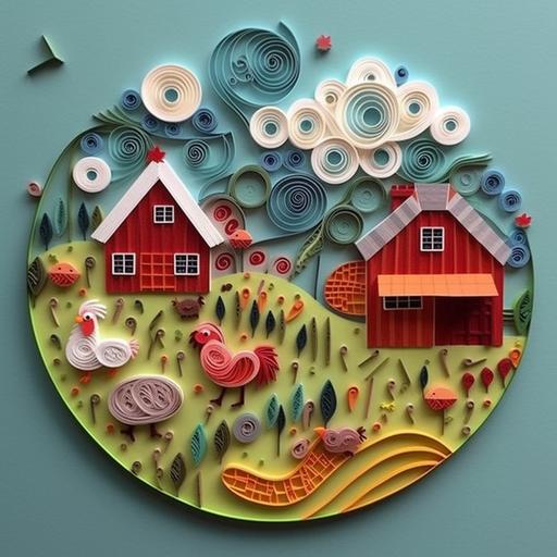 looks like paper quilling but it is really clay, silly farm doodle