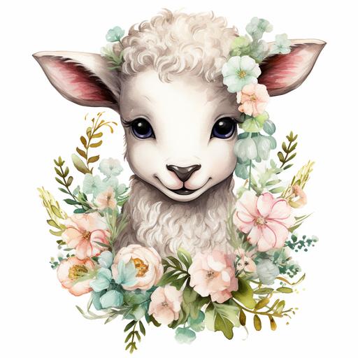 Sheep Cute Sheep Clipart Farm Animals Lamb Sheep and Flowers Sublimation Sheep Printable Sheep