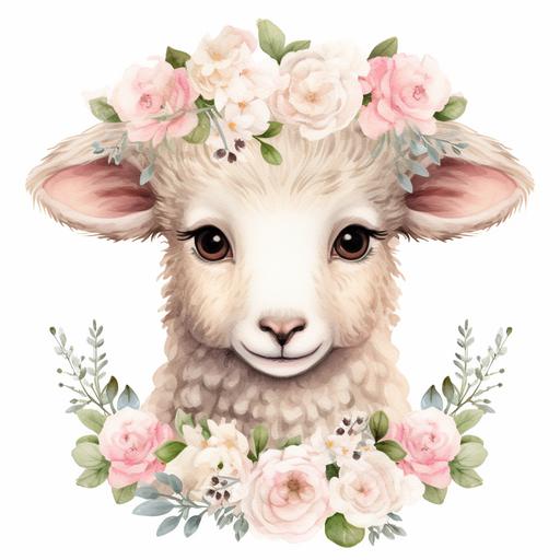 Sheep Cute Sheep Clipart Farm Animals Lamb Sheep and Flowers Sublimation Sheep Printable Sheep