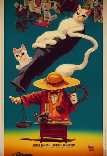 Shmoo Cat Master Sleuth, vintage hand painted movie poster from philippines, text 
