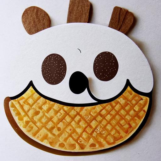 cute waffle cartoon character die cut sticker art