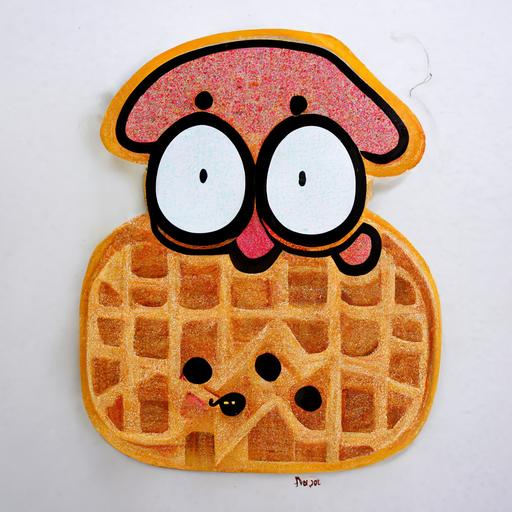 cute waffle cartoon character die cut sticker art