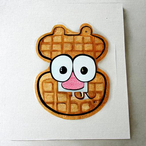 cute waffle cartoon character die cut sticker art