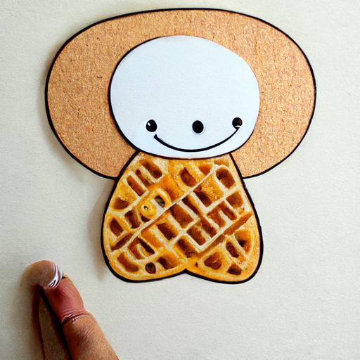 cute waffle cartoon character die cut sticker art