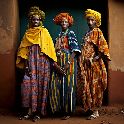 Sikasso is a region located in southern Mali, known for its vibrant cultural heritage and traditional textiles. The traditional clothing of Sikasso is characterized by bold, geometric patterns and bright colors, often made from cotton or silk. Men typically wear a wraparound skirt called 