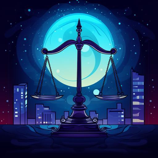 Simple cartoon High tech Scales of Justice night