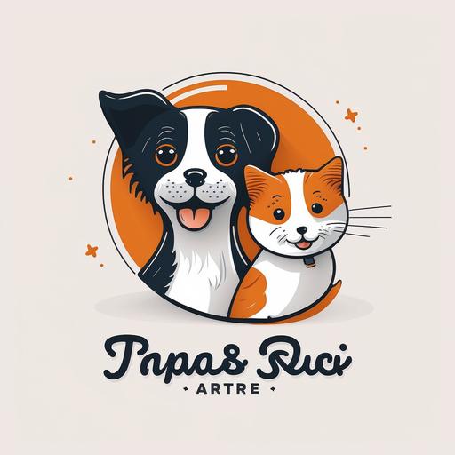 pet store logo design called Jimmy Pet's Store, cat and dog are happy and together, orage and white, simple, minimalist, white background --q 2 --uplight