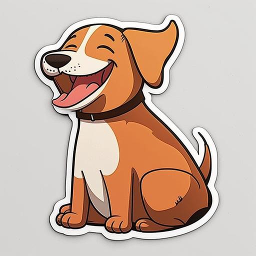Smiling sitting dog cartoon sticker