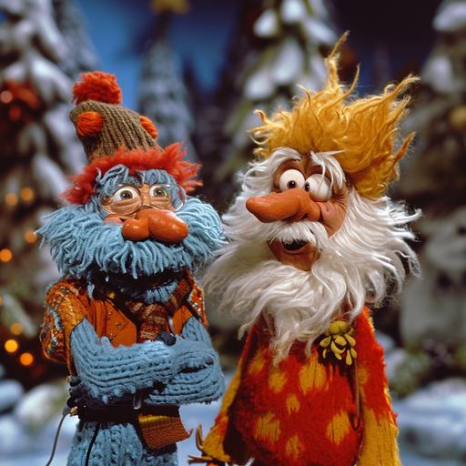 Snow Miser controls cold weather. His brother Heat Miser controls heat. They battle it out in hot vs cold. The Year Without a Santa Claus is a 1974 stop motion animated Christmas television special produced by Rankin/Bass Productions. The story is based on Phyllis McGinley's book of the same name. Imagined by M A Aguilar --v 6.0 --s 250 --style raw