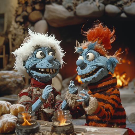 Snow Miser controls cold weather. His brother Heat Miser controls heat. They battle it out in hot vs cold. The Year Without a Santa Claus is a 1974 stop motion animated Christmas television special produced by Rankin/Bass Productions. The story is based on Phyllis McGinley's book of the same name. Imagined by M A Aguilar --v 6.0 --s 250 --style raw