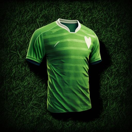Soccer green jersey in outside of a artificial field for soccer
