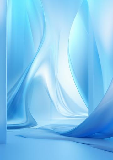 Something standing behind an translucent wall, abstact image of upcoming future in the stlye of minimalism, blue tone with warth light, art exhibition poster, surrealism , bright pastels and soft blue, gradation effect, professional, stylish, 4K, --ar 210:297