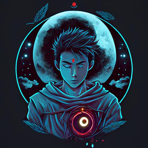 8K, high resolution detailed vector illustration, portrait of a lunar mage, magical symbols, glowing accents, Studio Ghibli --v 4