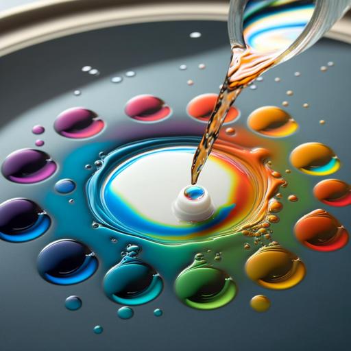 8 colorful circular spot on the outside, one circle spot on the center, adding water with a dropper