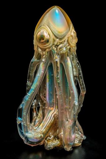 Space squid 🦑 made of rainbow shiny quartz mineral texture is a perfect carved rainbow quartz mineral shiny crystal reflection sculptured rainbow quartz mineral shiny texture statue porcelain marble texture gold and rainbow quartz mineral texture , detailed, full Perfect 🦑 body, gold, symmetrical, Intricate detail, Gothic, Concept art, Middle shot portrait, toy Golden ratio, ultra high details, symmetrical, Low light, Cinematic lighting, NVIDIA Iray render, ultra high definition, artstation, Smooth, sharp focus, Photorealism, Photography, Realistic Detail, Depth of field, 8k, Full HD, 3d, Super resolution, octane render, Long exposure, unreal engine --ar 2:3 --upbeta --q 2 --v 5 --s 750
