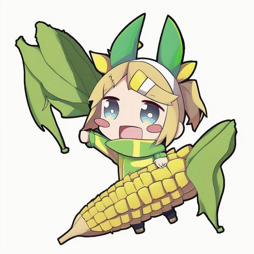 Anime girl dressed in a corn costume, --niji