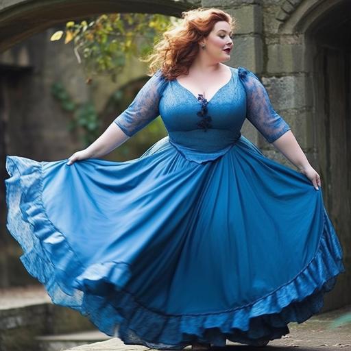 Beautiful Black Cinderella Plus Size blue dress --v 5.1 --s 250