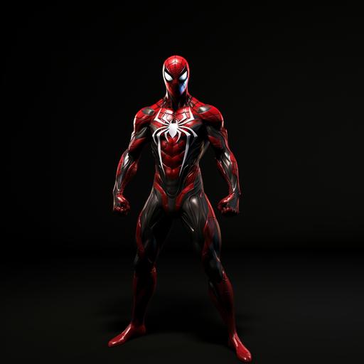 Spider-Man, web-fluid texture suit, scarlet color with a red comic book glow, no other colors or textures, with complete white eye visors, no black on eye, and with a white spider symbol on his chest and back that wrap around the ribs, with the black Venom Symbiote on his legs and arms, starting from his knees down to his feet and Elbows down to his hands, overlooking a huge city, make it comic book art style, oil canvas, HD, 8k