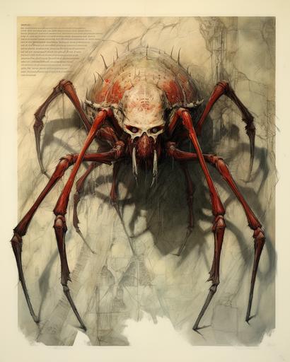 Spiderman, latrodectus, alien planet, art poster, lithograph, antique vellum --ar 4:5