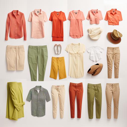 Spring Capsule Wardrobe (Late March to Late June): Transition Date: Late March Tops: Coral T-Shirt Peach Button-Down Shirt Bottoms: Light Olive Chinos Tan Jeans Outerwear: Light Yellow Sweater Shoes: Casual Sneakers in a neutral color Tan Loafers Summer Capsule Wardrobe (Late June to Late September): Transition Date: Late June Tops: Red T-Shirt Bright Yellow Polo Shirt Bottoms: Khaki Chinos Beige Shorts Outerwear: Orange Sweater (for cooler evenings) Shoes: Casual Sneakers in a neutral color Loafers in a light shade Fall Capsule Wardrobe (Late September to Late December): Transition Date: Late September Tops: Maroon Button-Down Shirt Burnt Orange Polo Shirt Bottoms: Dark Brown Chinos Olive Green Jeans Outerwear: Mustard Yellow Sweater Olive Green Blazer Shoes: Casual Sneakers in a dark color Dark Brown Oxfords Winter Capsule Wardrobe (Late December to Late March): Transition Date: Late December Tops: Burgundy T-Shirt Dark Yellow Button-Down Shirt Bottoms: Charcoal Chinos Dark Olive Jeans Outerwear: Rust Sweater Charcoal Blazer Shoes: Dark Casual Sneakers Black Oxfords
