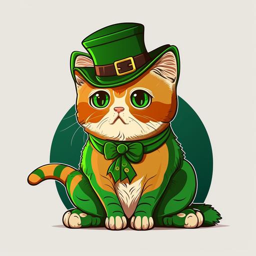 St. Patricks day cat with no background cartoon style