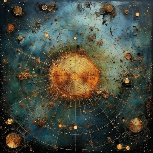 Steampunk cartography of the Solar system. Voynich Psychedelic Art. HD. --v 5.2