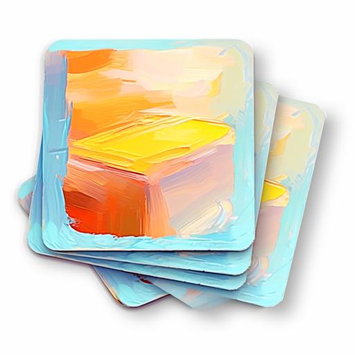 Sticky Notes, Hand-drawn Oil Painting Style, clear vector digital stickers, white background
