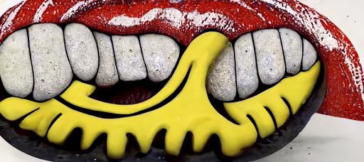 rolling stones mouth logo spongebob art style, tim burton stop motion look and feel, intricate detailed, claymation, porous, highly realistic, 4k, unreal engine rendering, --aspect 235:100 --seed 8874269